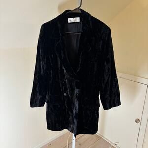 The Works Saks Fifth Avenue EUC Women's Black Crushed Velvet Blazer Size S